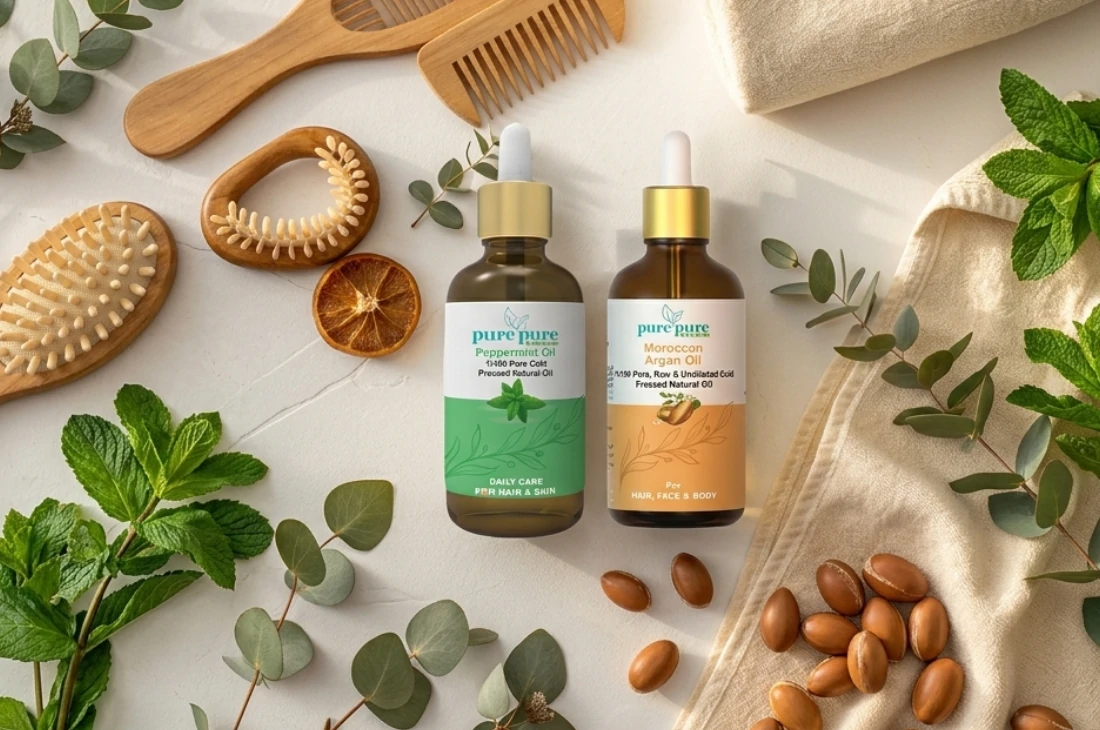 ترطيب الشعر بزيت الأرجان وزيت النعناع