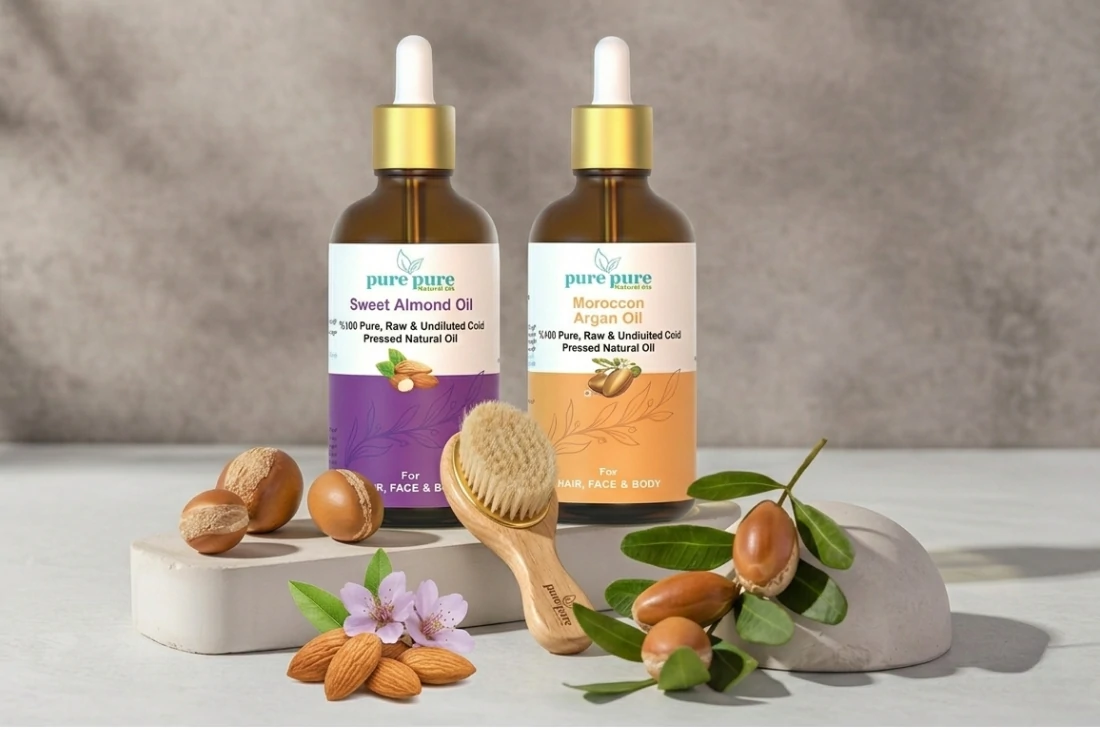 تركيبة نمو الشعر بزيت الأرجان واللوز الحلو